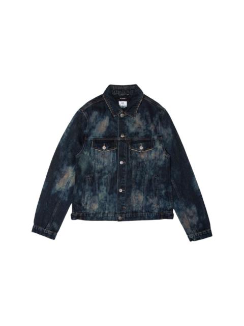 spread-collar stonewashed denim jacket