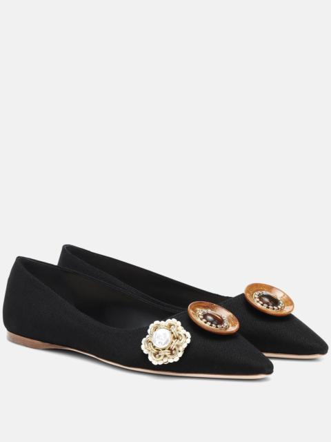 Miu Miu Embellished cotton ballet flats