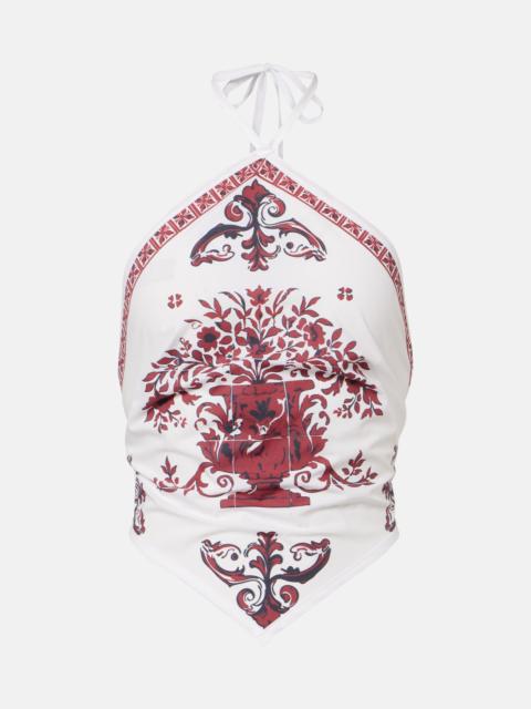 BANANHOT Gemine printed cotton halterneck top