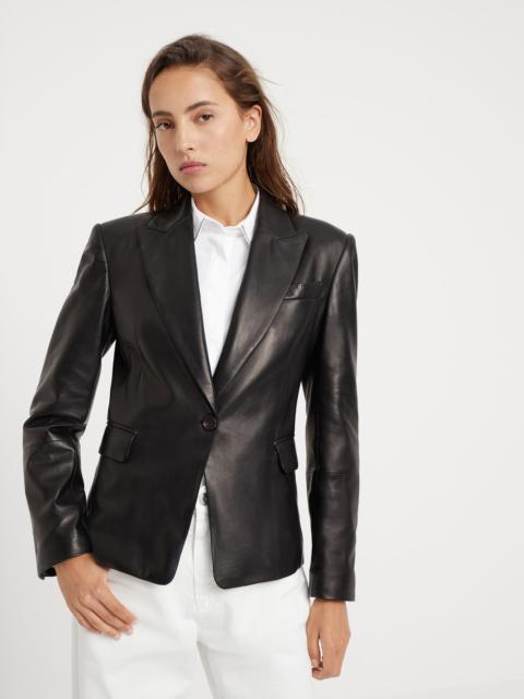 Nappa leather jacket with monili