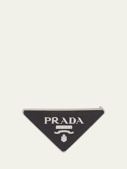 Prada Men's Saffiano Leather Triangle Belt Buckle