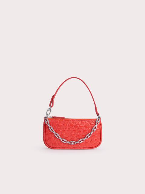 BY FAR Mini Rachel Flame Circular Croco Embossed Leather