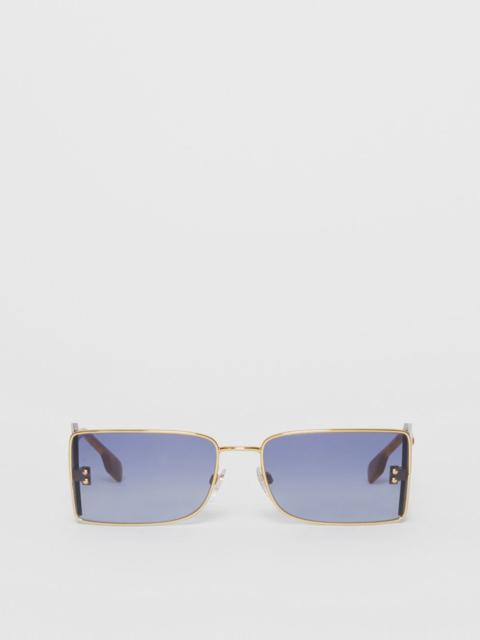 Burberry ‘B’ Lens Detail Rectangular Frame Sunglasses