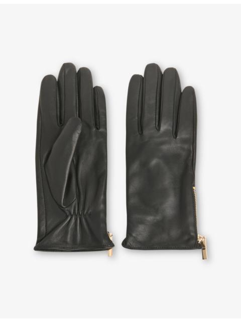 WHISTLES Zipped Leather Gloves