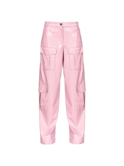 faux-leather cargo-pockets trousers