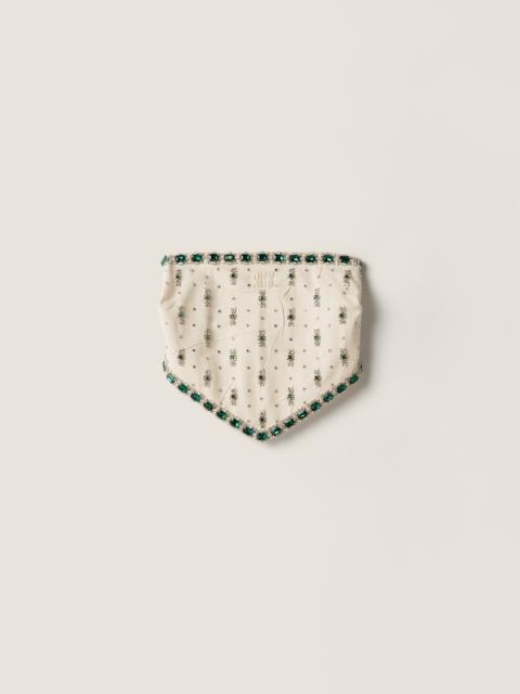 Miu Miu Embroidered canvas top