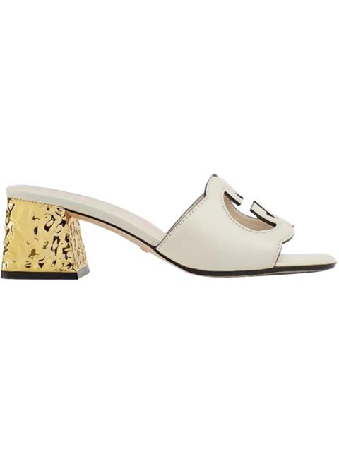GUCCI Gucci Interlocking G Leather Sandals White Golden (Women's)
