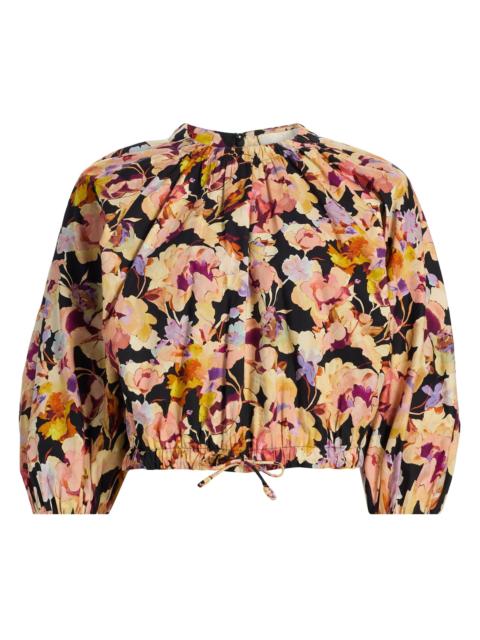 ULLA JOHNSON Women's Lucie Floral Cotton Bubble Top - Night Bloom