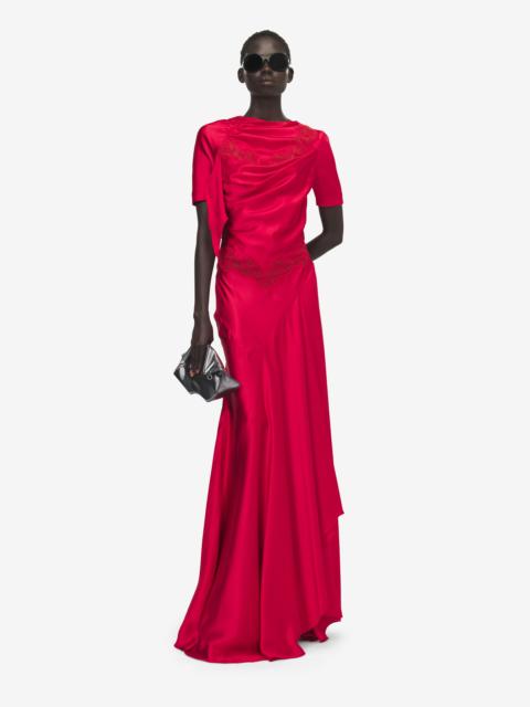Alexander McQueen Lace Trim Evening Dress
