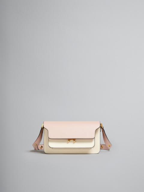 Marni TRUNK BAG E/W IN PINK AND WHITE SAFFIANO LEATHER