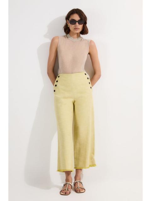 KAREN MILLEN Spring Tweed Tailored Button Detail Cropped Wide Leg Trouser