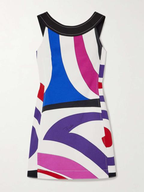 PUCCI Open-back printed cotton-blend twill mini dress