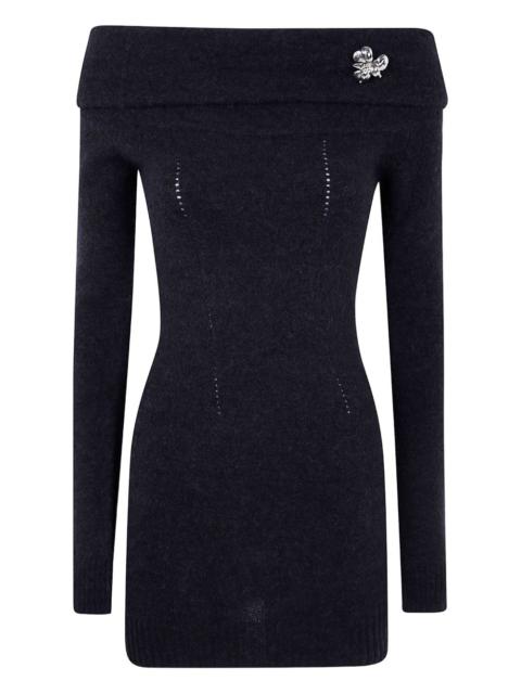 Blumarine off-shoulder flower-embellished dress