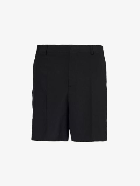 Pressed-crease wide-leg wool shorts