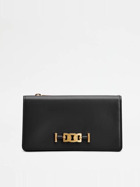 Tod's KATE PHONE HOLDER SHOULDER BAG IN LEATHER - BLACK