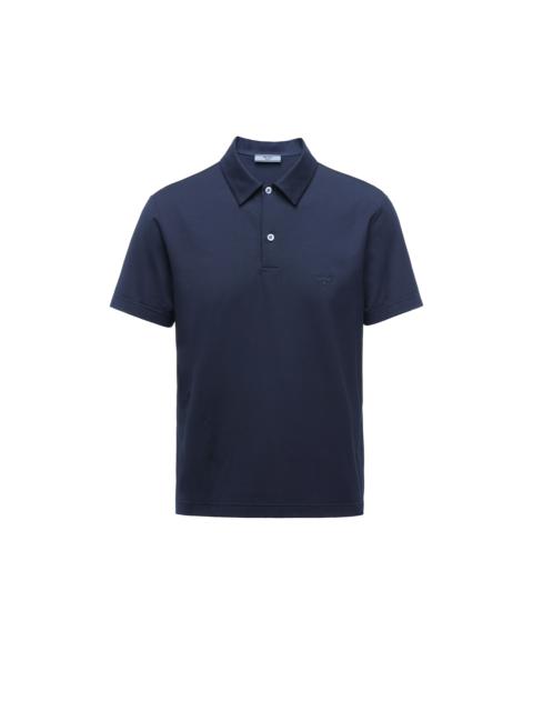 Stretch cotton polo shirt with embroidered logo