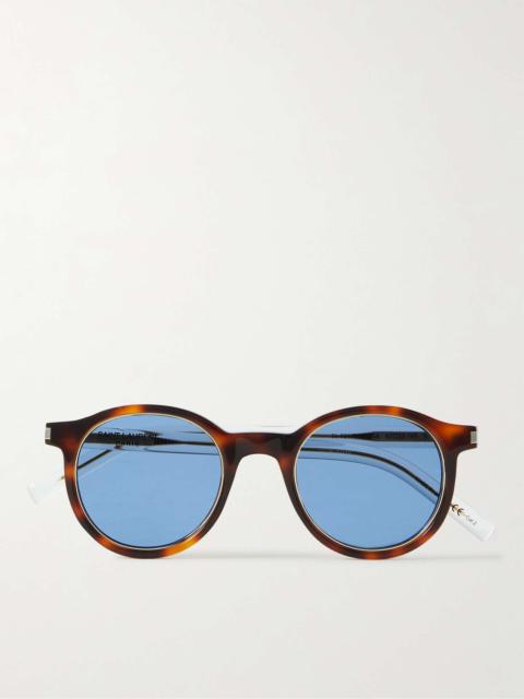 SAINT LAURENT Round-Frame Tortoiseshell Acetate Sunglasses