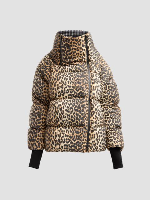 GANNI Women's Future Quilted Leopard-Print Nylon Puffer - Almond Milk