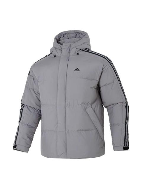 adidas adidas 3-Stripe Puff Down Coat 'Gray Black' IT8733