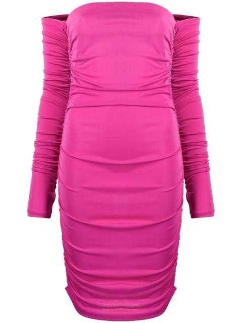 THE ANDAMANE ruched off-shoulder dress