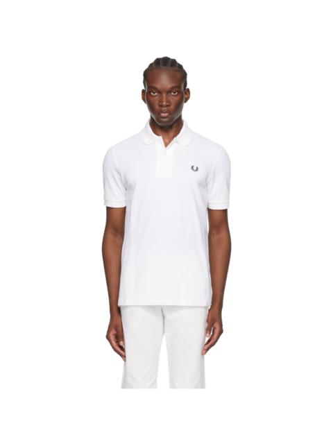 Fred Perry White Embroidered Polo