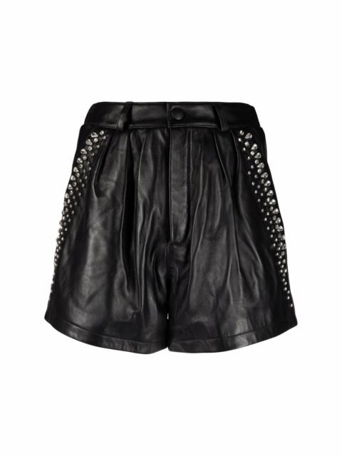 PHILIPP PLEIN crystal-embellished leather shorts