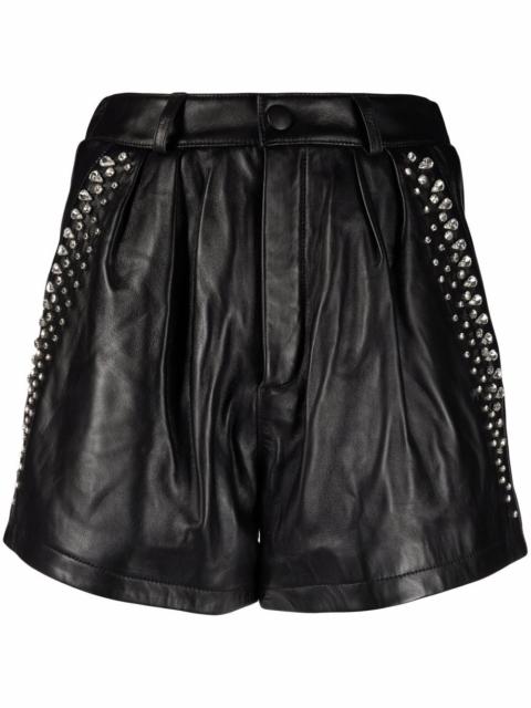 PHILIPP PLEIN crystal-embellished leather shorts