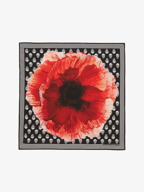 Alexander McQueen Paper Bloom Biker Skull Scarf in Black/pink