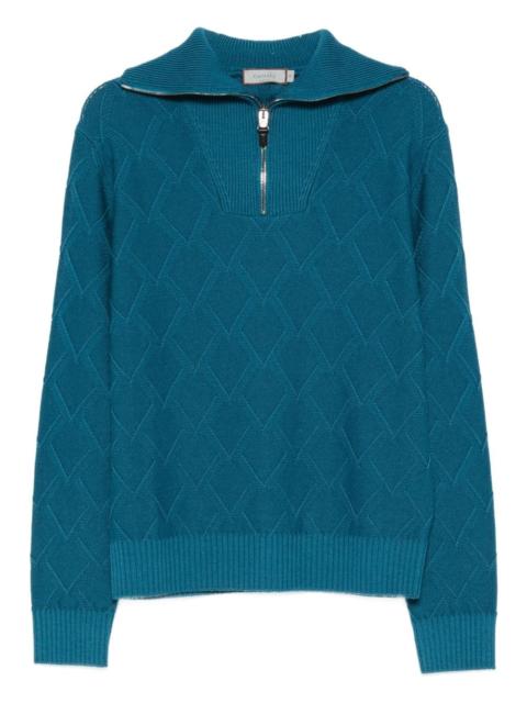 Canali diamond-pattern zip-neck sweater