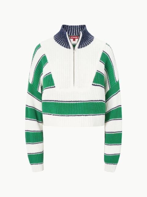 STAUD STAUD CROPPED HAMPTON SWEATER BUNGALOW STRIPE