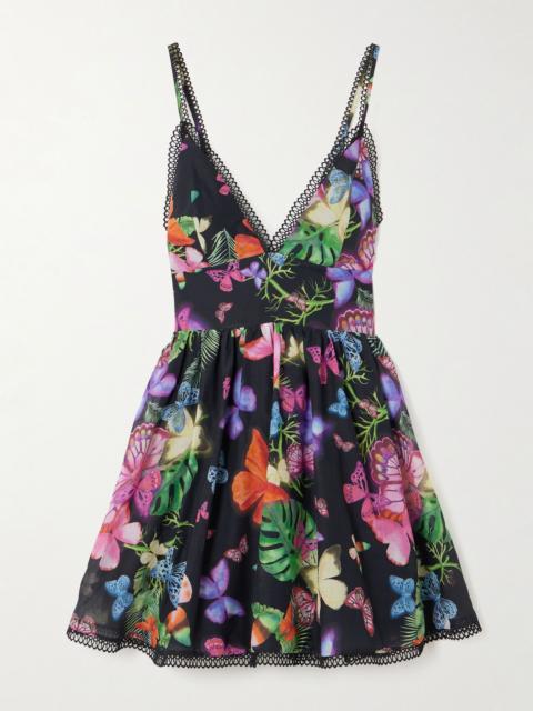 Charo Ruiz Issya printed cotton-blend mini dress Black