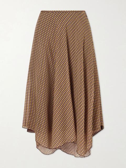 SIR. Cooper asymmetric printed chiffon maxi skirt Tan
