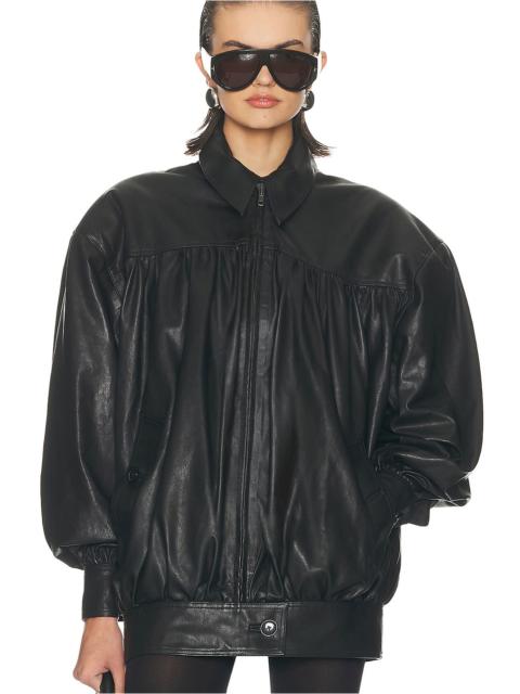 HELSA The Shirred Oversized Leather Jacket