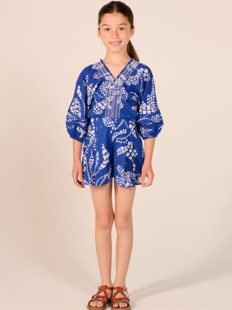 Poupette St Barth Short Jumpsuit Chantal for girls - Blue Austral