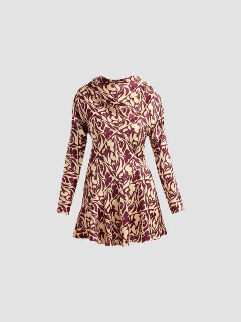 MISA Women's Sage Printed Mini Dress - Tiled Flora Satin
