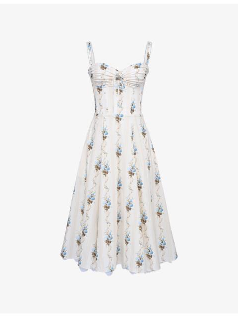 House of CB Rosalee Floral-Print Stretch-Cotton Midi Dress