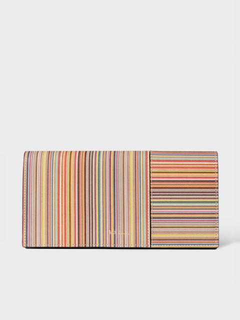 Women's Leather 'Signature Stripe' Tri-Fold Purse