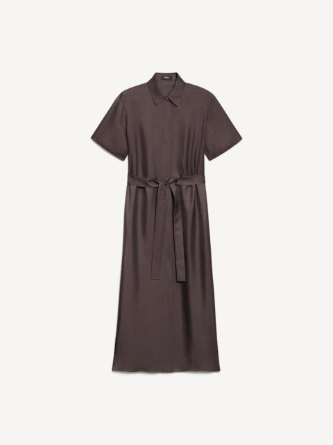 Theory Belted Shirt Dress in Mod Silk Twill