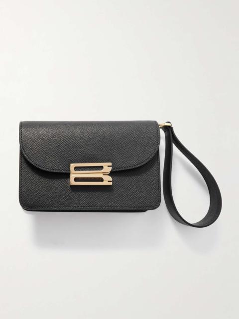 Victoria Beckham B-Buckle textured-leather clutch Black