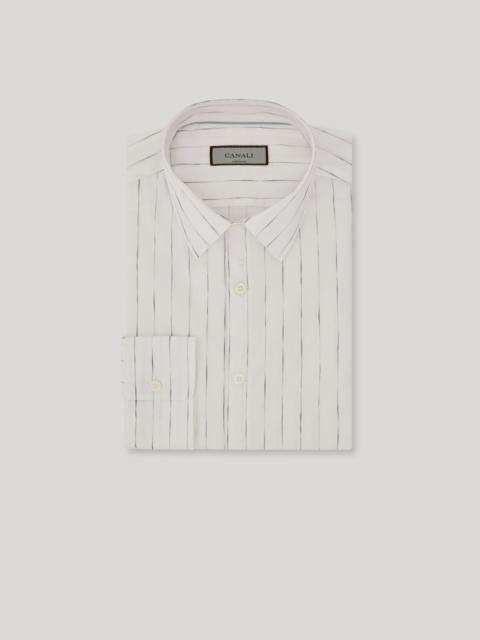 Canali WHITE AND GRAY COTTON REGULAR-FIT SHIRT