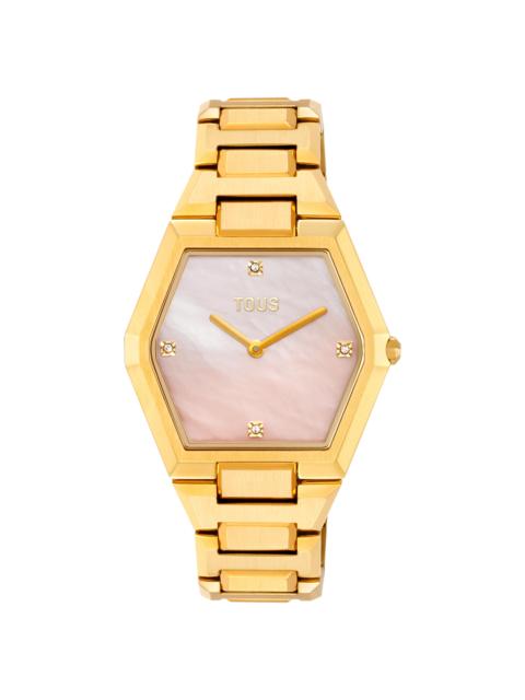 TOUS Analog watch with gold-colored steel bracelet and pink mother-of-pearl face Karat