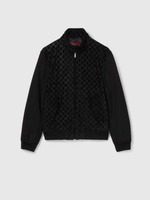 GUCCI Embossed GG suede bomber jacket
