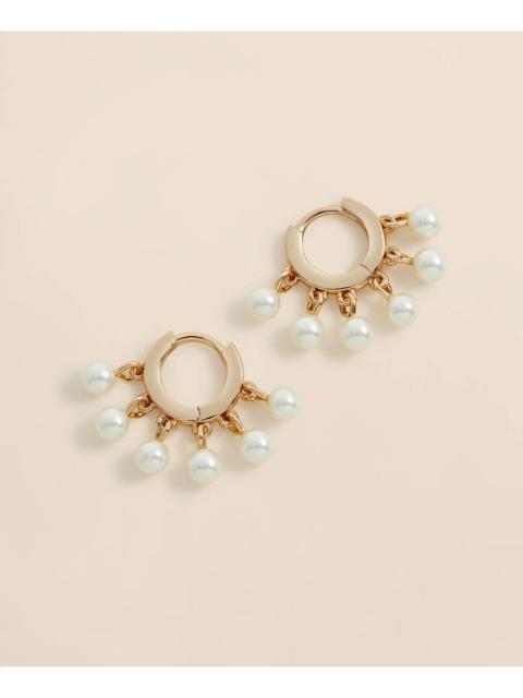 Brooks Brothers Gold-Toned Hoop Earrings with Drop Faux Pearls