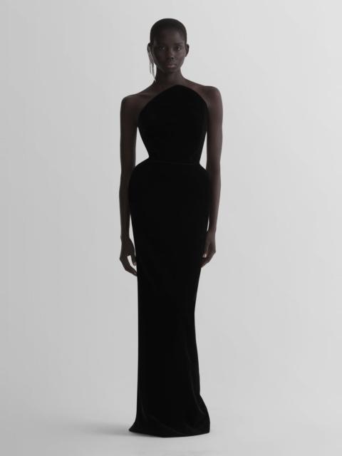 MUGLER black rounded bustier velvet gown