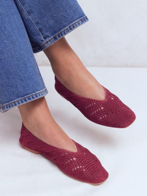 BODEN Knitted Ballet Flats-Oxblood