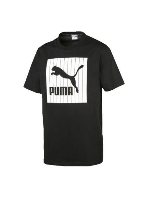 PUMA PUMA Sports Printing logo Round Neck Short Sleeve Black 579871-01