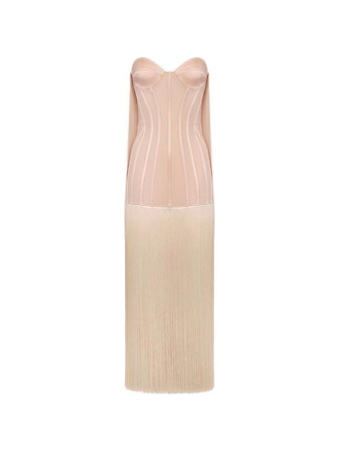 ELISABETTA FRANCHI fringe-detail corset maxi dress