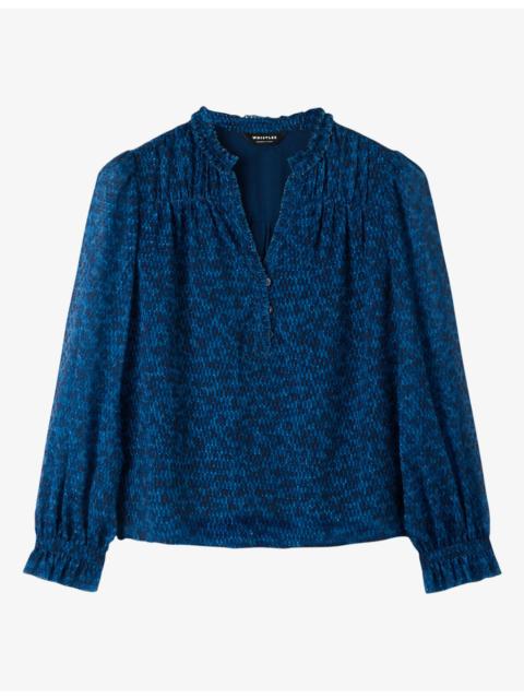 WHISTLES Ditsy Floral Print Woven Blouse