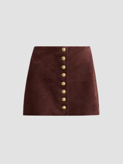 Alice + Olivia Women's Rubi Suede Button-Front Mini Skirt - Dark Chocolate