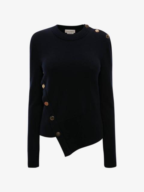 Alexander McQueen Button Knit Jumper in Navy